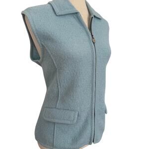 Lisa International Baby Blue Wool Zip Up Vest